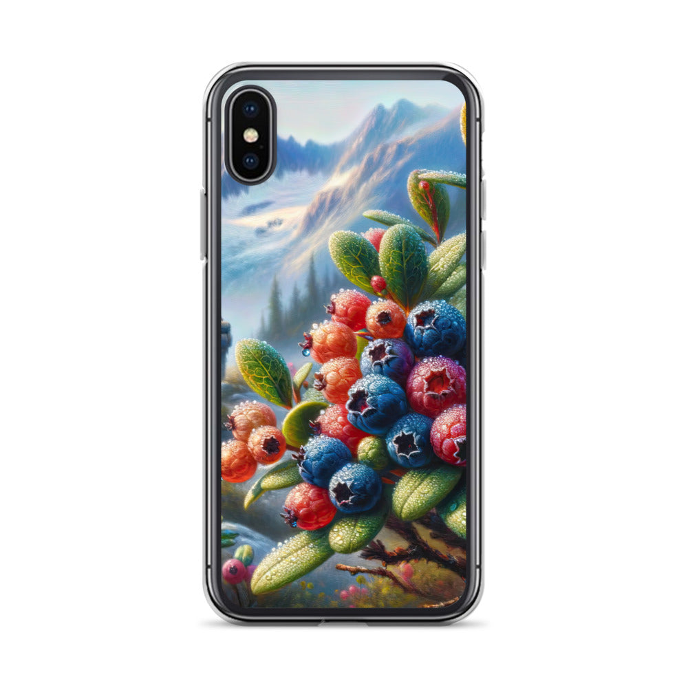 Ölgemälde einer Nahaufnahme von Alpenbeeren in satten Farben und zarten Texturen - iPhone Schutzhülle (durchsichtig) wandern xxx yyy zzz iPhone X XS