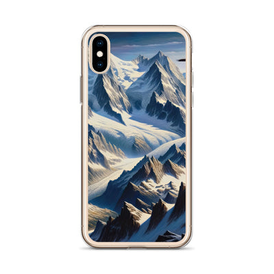 Ölgemälde der Alpen mit hervorgehobenen zerklüfteten Geländen im Licht und Schatten - iPhone Schutzhülle (durchsichtig) berge xxx yyy zzz