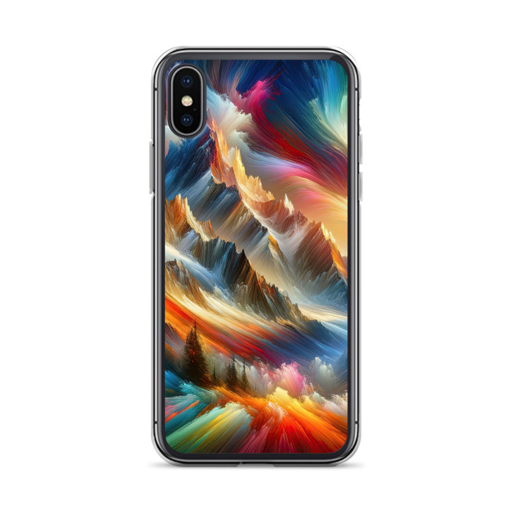 Lebendige abstrakte Alpendarstellung in populärem Kunststil - iPhone Schutzhülle (durchsichtig) berge xxx yyy zzz iPhone X/XS