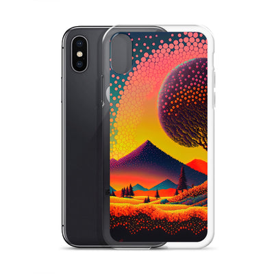 Berge und warme Farben - Punktkunst - iPhone Schutzhülle (durchsichtig) berge xxx