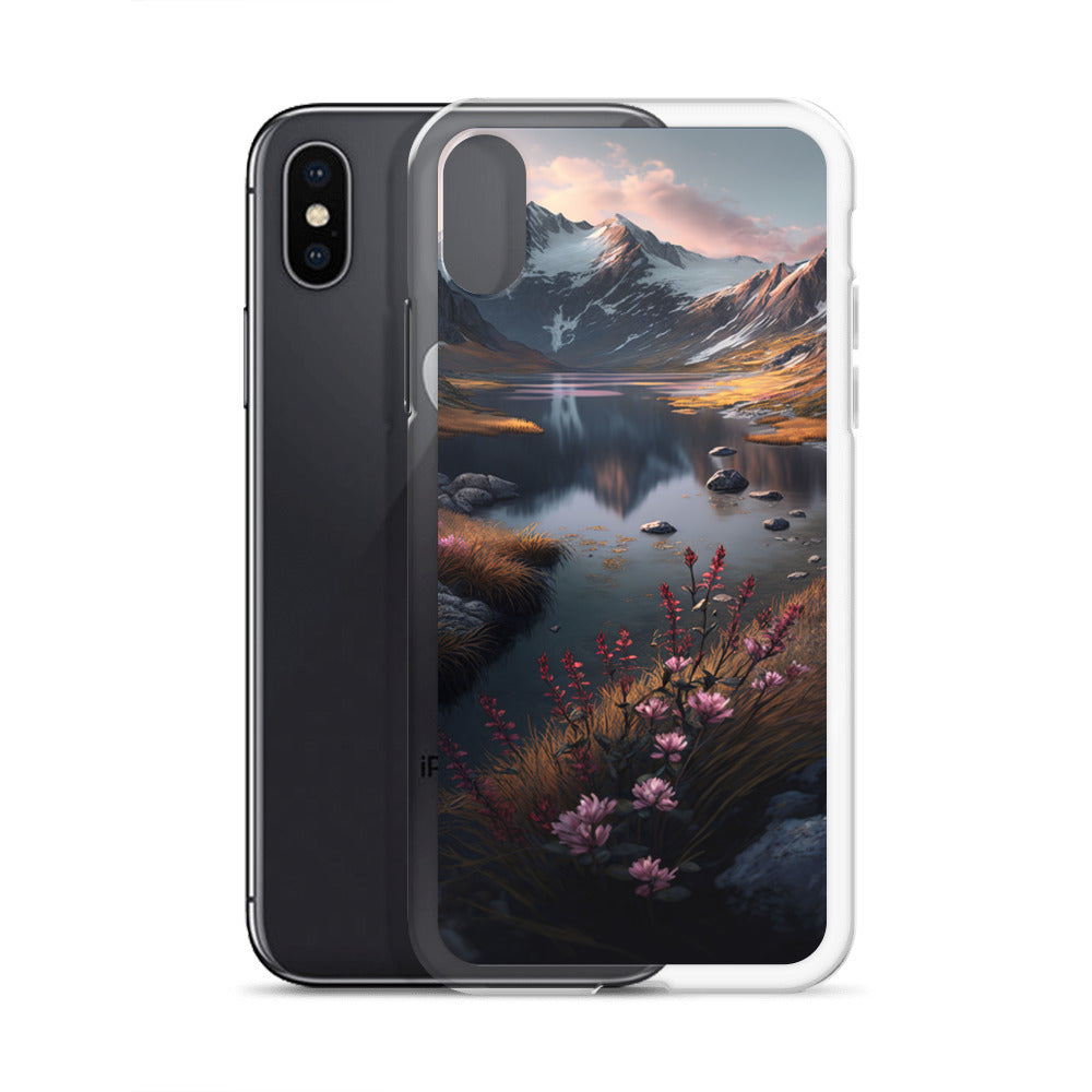 Berge, Bergsee und Blumen - iPhone Schutzhülle (durchsichtig) berge xxx