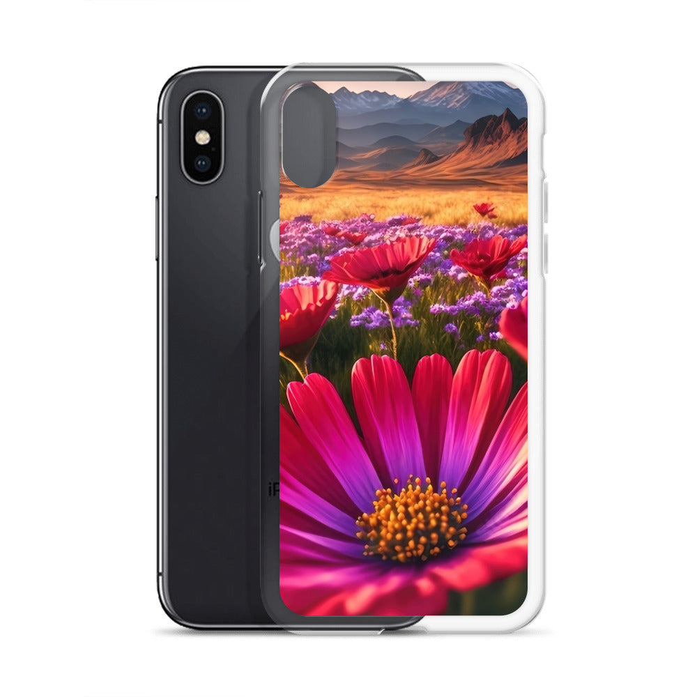 Wünderschöne Blumen und Berge im Hintergrund - iPhone Schutzhülle (durchsichtig) berge xxx