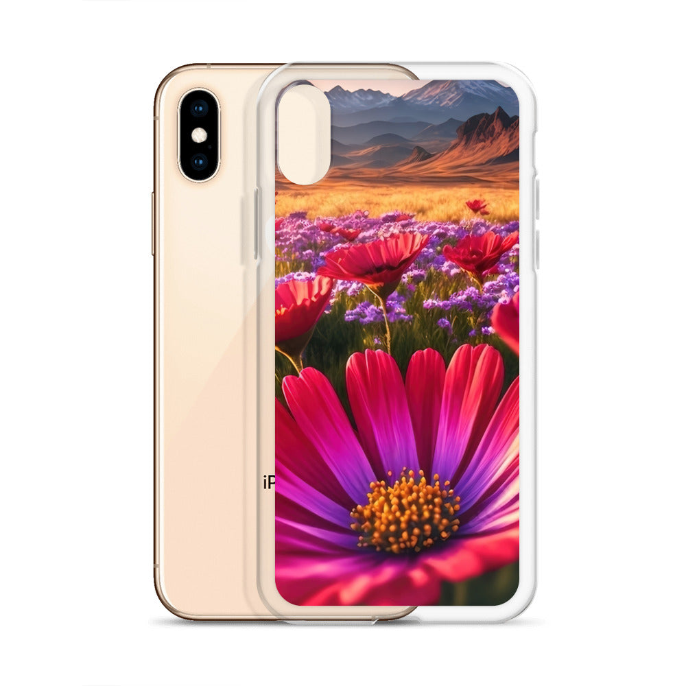 Wünderschöne Blumen und Berge im Hintergrund - iPhone Schutzhülle (durchsichtig) berge xxx