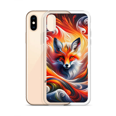 Abstraktes Kunstwerk, das den Geist der Alpen verkörpert. Leuchtender Fuchs in den Farben Orange, Rot, Weiß - iPhone Schutzhülle (durchsichtig) camping xxx yyy zzz