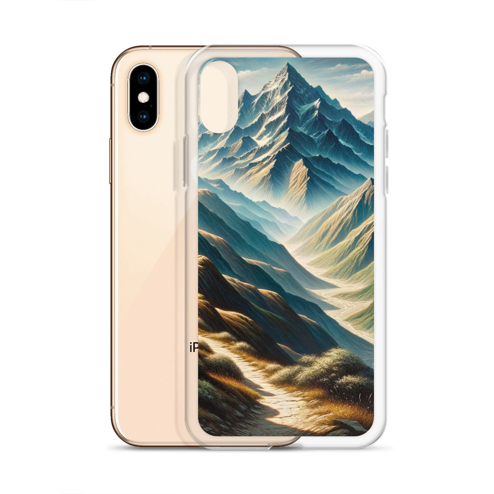 Berglandschaft: Acrylgemälde mit hervorgehobenem Pfad - iPhone Schutzhülle (durchsichtig) berge xxx yyy zzz