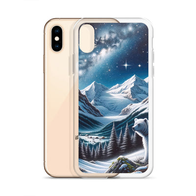 Sternennacht und Eisbär: Acrylgemälde mit Milchstraße, Alpen und schneebedeckte Gipfel - iPhone Schutzhülle (durchsichtig) camping xxx yyy zzz