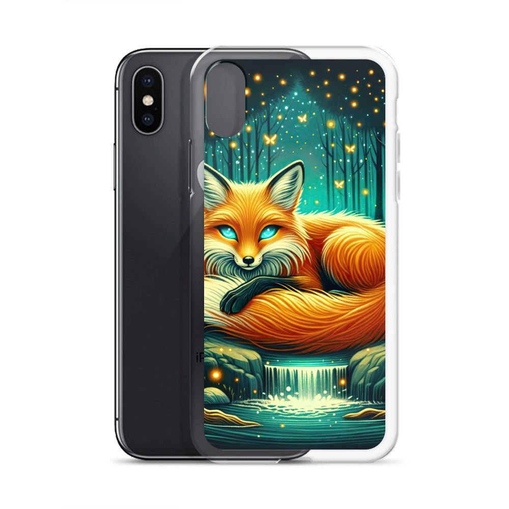 Bezaubernder Fuchs auf erleuchteter mystischer Waldlichtung - iPhone Schutzhülle (durchsichtig) camping xxx yyy zzz