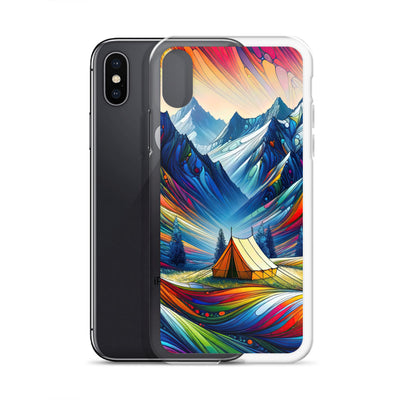 Surreale Alpen in abstrakten Farben, dynamische Formen der Landschaft - iPhone Schutzhülle (durchsichtig) camping xxx yyy zzz