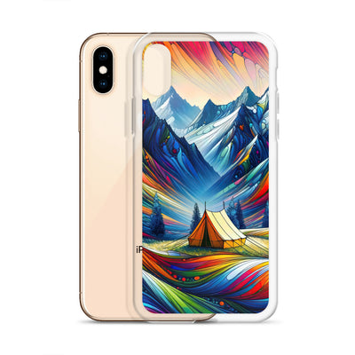 Surreale Alpen in abstrakten Farben, dynamische Formen der Landschaft - iPhone Schutzhülle (durchsichtig) camping xxx yyy zzz