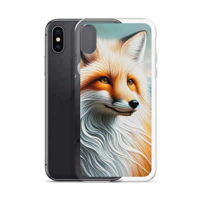 Ölgemälde eines anmutigen, intelligent blickenden Fuchses in Orange-Weiß - iPhone Schutzhülle (durchsichtig) camping xxx yyy zzz