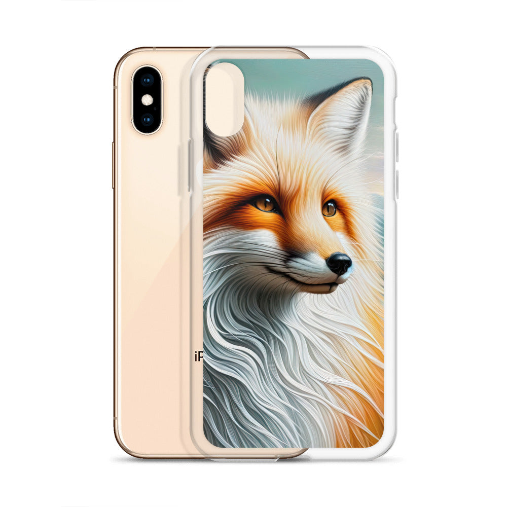 Ölgemälde eines anmutigen, intelligent blickenden Fuchses in Orange-Weiß - iPhone Schutzhülle (durchsichtig) camping xxx yyy zzz