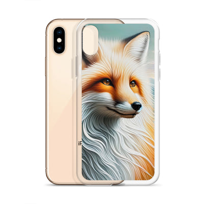 Ölgemälde eines anmutigen, intelligent blickenden Fuchses in Orange-Weiß - iPhone Schutzhülle (durchsichtig) camping xxx yyy zzz