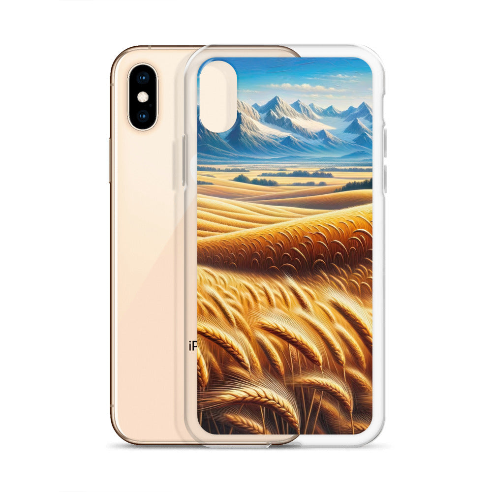 Ölgemälde eines weiten bayerischen Weizenfeldes, golden im Wind (TR) - iPhone Schutzhülle (durchsichtig) xxx yyy zzz