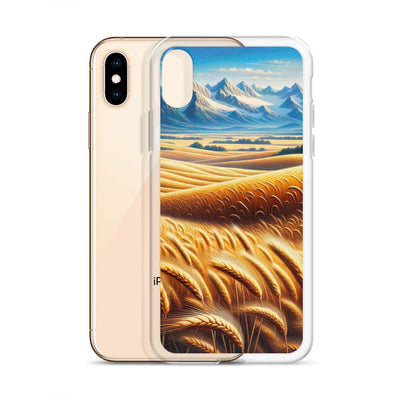 Ölgemälde eines weiten bayerischen Weizenfeldes, golden im Wind (TR) - iPhone Schutzhülle (durchsichtig) xxx yyy zzz