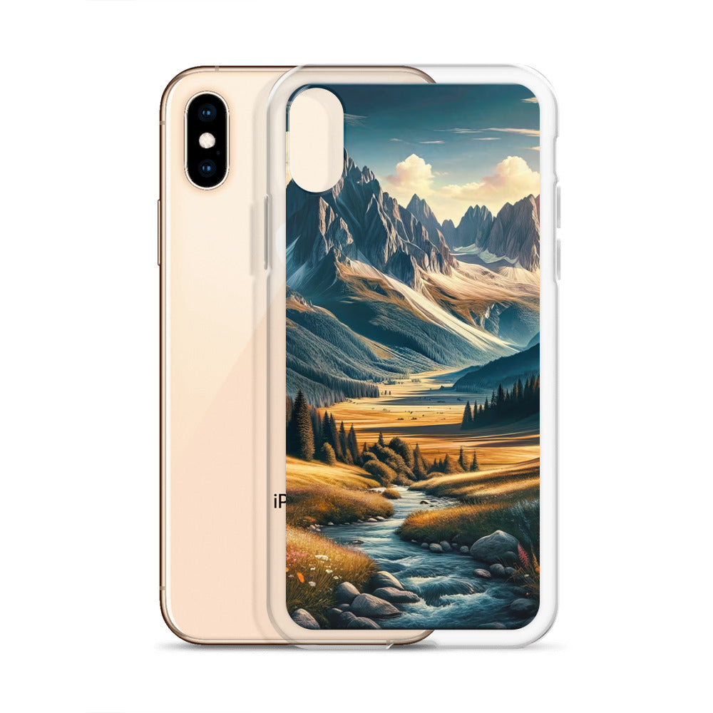 Quadratisches Kunstwerk der Alpen, majestätische Berge unter goldener Sonne - iPhone Schutzhülle (durchsichtig) berge xxx yyy zzz