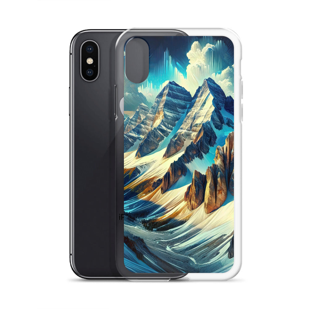 Majestätische Alpen in zufällig ausgewähltem Kunststil - iPhone Schutzhülle (durchsichtig) berge xxx yyy zzz