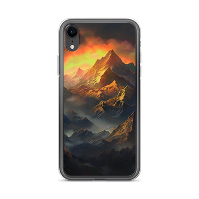 Wunderschöne Himalaya Gebirge im Nebel und Sonnenuntergang - Malerei - iPhone Schutzhülle (durchsichtig) berge xxx iPhone XR