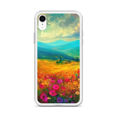 Berglandschaft und schöne farbige Blumen - Malerei - iPhone Schutzhülle (durchsichtig) berge xxx