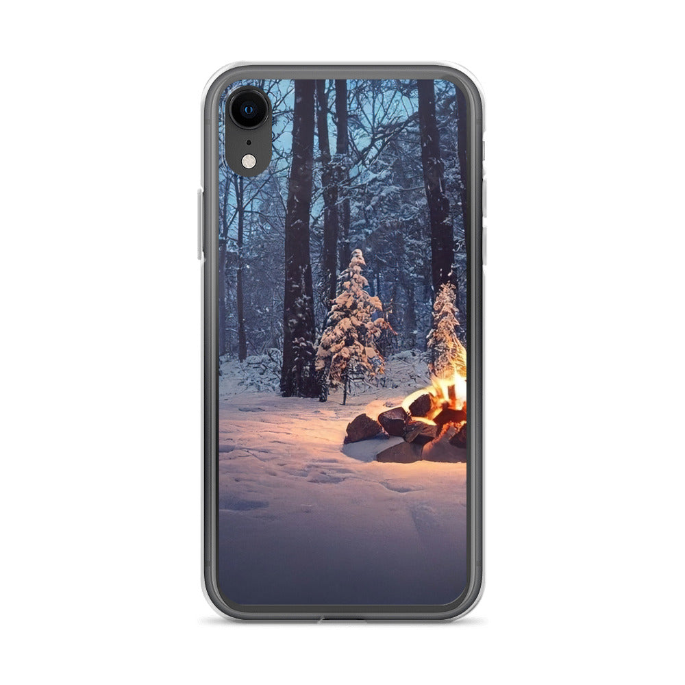 Lagerfeuer im Winter - Camping Foto - iPhone Schutzhülle (durchsichtig) camping xxx iPhone XR