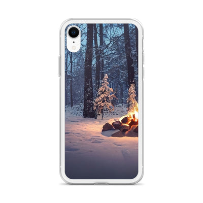 Lagerfeuer im Winter - Camping Foto - iPhone Schutzhülle (durchsichtig) camping xxx