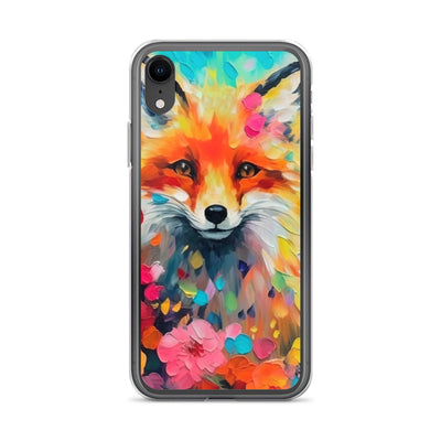 Schöner Fuchs im Blumenfeld - Farbige Malerei - iPhone Schutzhülle (durchsichtig) camping xxx iPhone XR