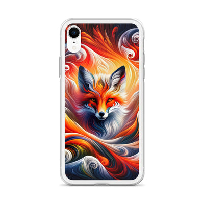 Abstraktes Kunstwerk, das den Geist der Alpen verkörpert. Leuchtender Fuchs in den Farben Orange, Rot, Weiß - iPhone Schutzhülle (durchsichtig) camping xxx yyy zzz