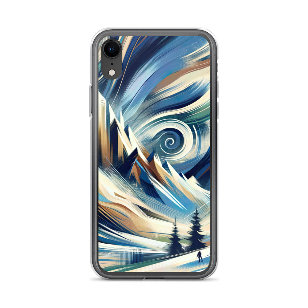 Abstrakte Kunst, die die Essenz der Alpen einfängt. Kräftige Pinselstriche stellen Gipfel und Muster dar - iPhone Schutzhülle (durchsichtig) berge xxx yyy zzz iPhone XR