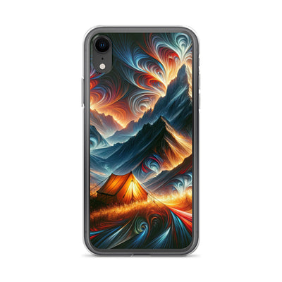 Abstrakte Kunst der Alpen, wo die Berge mit dynamischen Farben und Mustern pulsieren und eine Szene Energie schaffen - Schutzhülle camping xxx yyy zzz iPhone XR