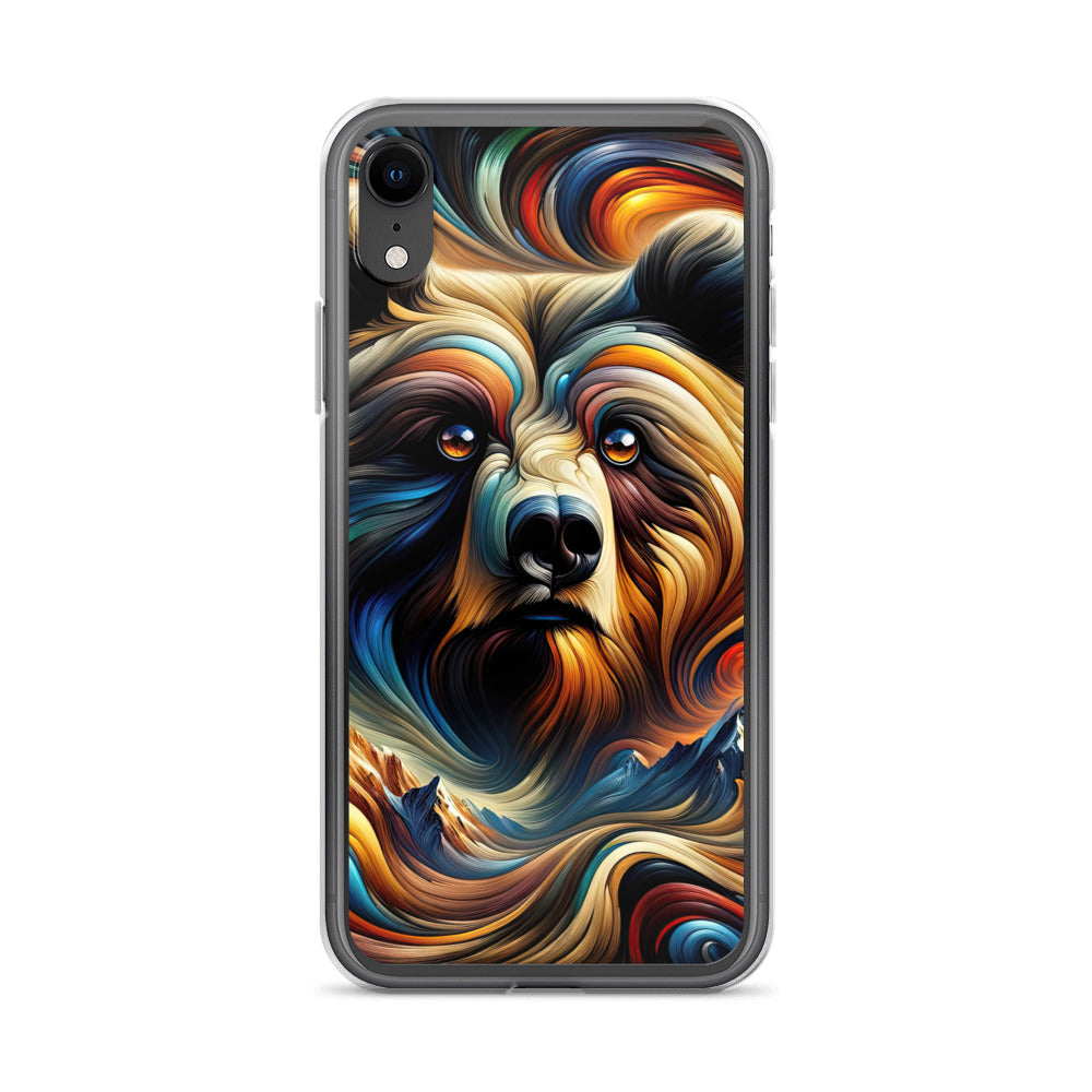 Alpen in Farbstrudel mit Bär - Abstrakte Kunst - iPhone Schutzhülle (durchsichtig) camping xxx yyy zzz iPhone XR