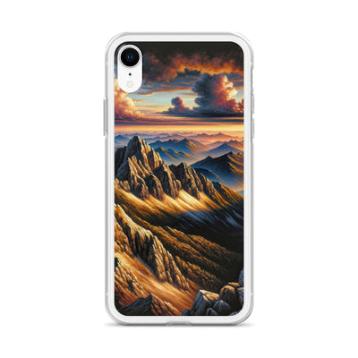 Alpen in Abenddämmerung: Acrylgemälde mit beleuchteten Berggipfeln - iPhone Schutzhülle (durchsichtig) berge xxx yyy zzz