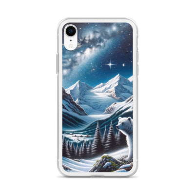 Sternennacht und Eisbär: Acrylgemälde mit Milchstraße, Alpen und schneebedeckte Gipfel - iPhone Schutzhülle (durchsichtig) camping xxx yyy zzz