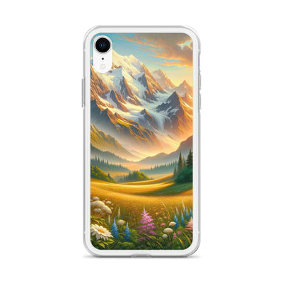 Heitere Alpenschönheit: Schneeberge und Wildblumenwiesen - iPhone Schutzhülle (durchsichtig) berge xxx yyy zzz