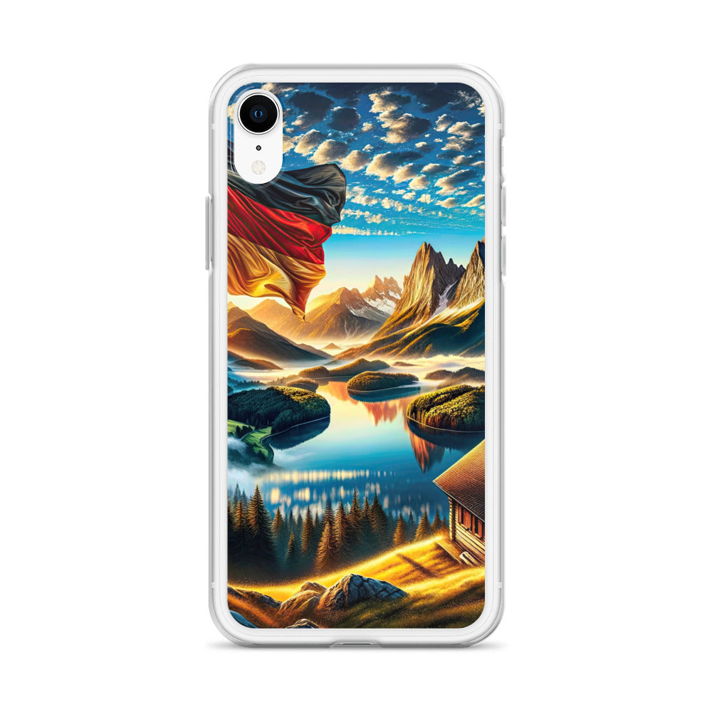 Alpen Gebirge im Morgenlicht: Kunstwerk mit Deutsche Flagge - iPhone Schutzhülle (durchsichtig) berge xxx yyy zzz