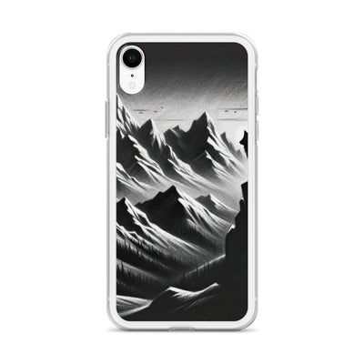 Kohlezeichnung, die die stille Stille der Alpen in der Winterdämmerung verkörpert. Wolf auf einem Berghügel (AN) - iPhone Schutzhülle (durchsichtig) xxx yyy zzz