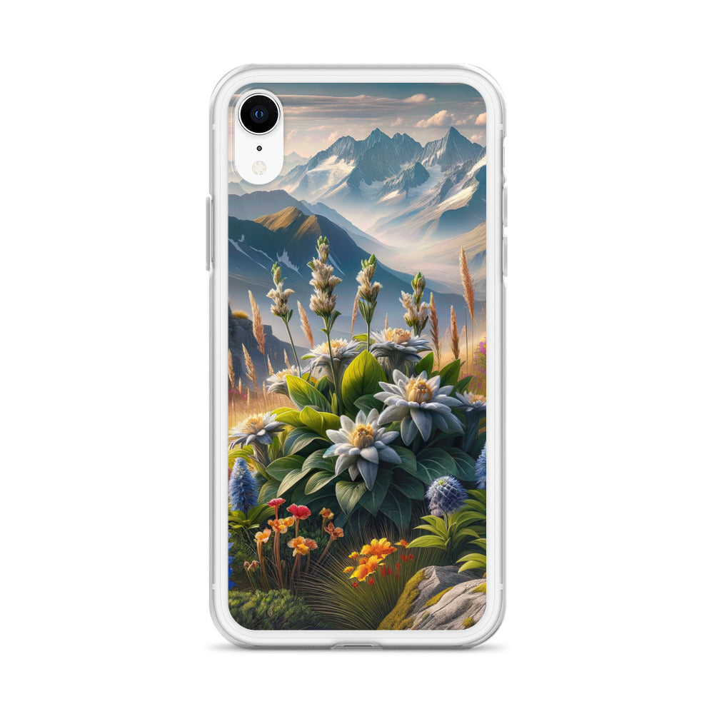 Alpine Flora: Digitales Kunstwerk mit lebendigen Blumen - iPhone Schutzhülle (durchsichtig) berge xxx yyy zzz