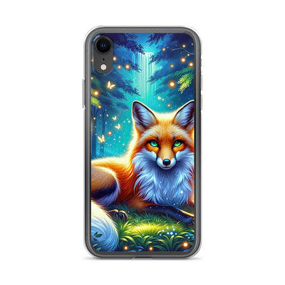 Funkelnder Nachtfuchs auf Waldlichtung mit Feuerwerk - iPhone Schutzhülle (durchsichtig) camping xxx yyy zzz iPhone XR