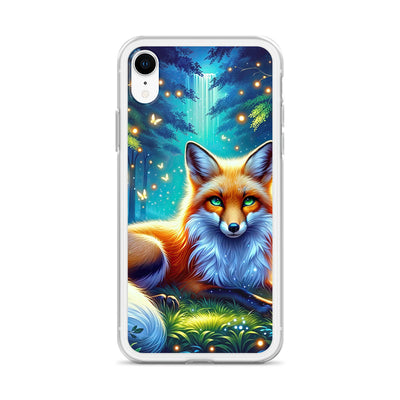 Funkelnder Nachtfuchs auf Waldlichtung mit Feuerwerk - iPhone Schutzhülle (durchsichtig) camping xxx yyy zzz