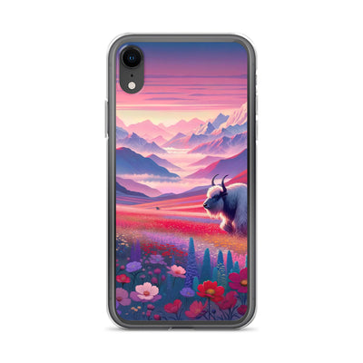 Verträumte Berg-Abenddämmerung mit Hochlandrind und blumigem Glanz - iPhone Schutzhülle (durchsichtig) berge xxx yyy zzz iPhone XR