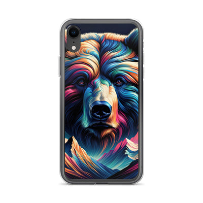 Majestätischer Bär vor Schweizer Alpen in abstrakter Kunst - iPhone Schutzhülle (durchsichtig) camping xxx yyy zzz iPhone XR