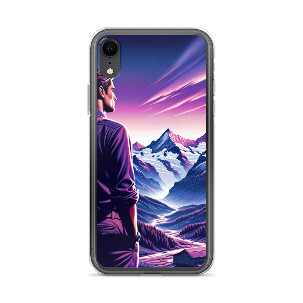 Wanderer in alpiner Dämmerung, schneebedeckte Gipfel ins Unendliche - iPhone Schutzhülle (durchsichtig) wandern xxx yyy zzz iPhone XR