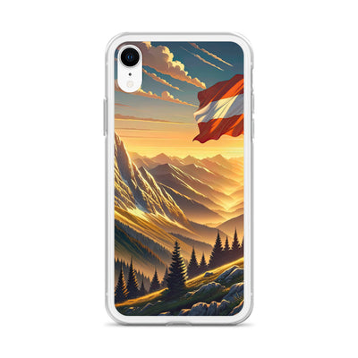 Ruhiger Alpenabend mit österreichischer Flagge und goldenem Sonnenuntergang - iPhone Schutzhülle (durchsichtig) berge xxx yyy zzz