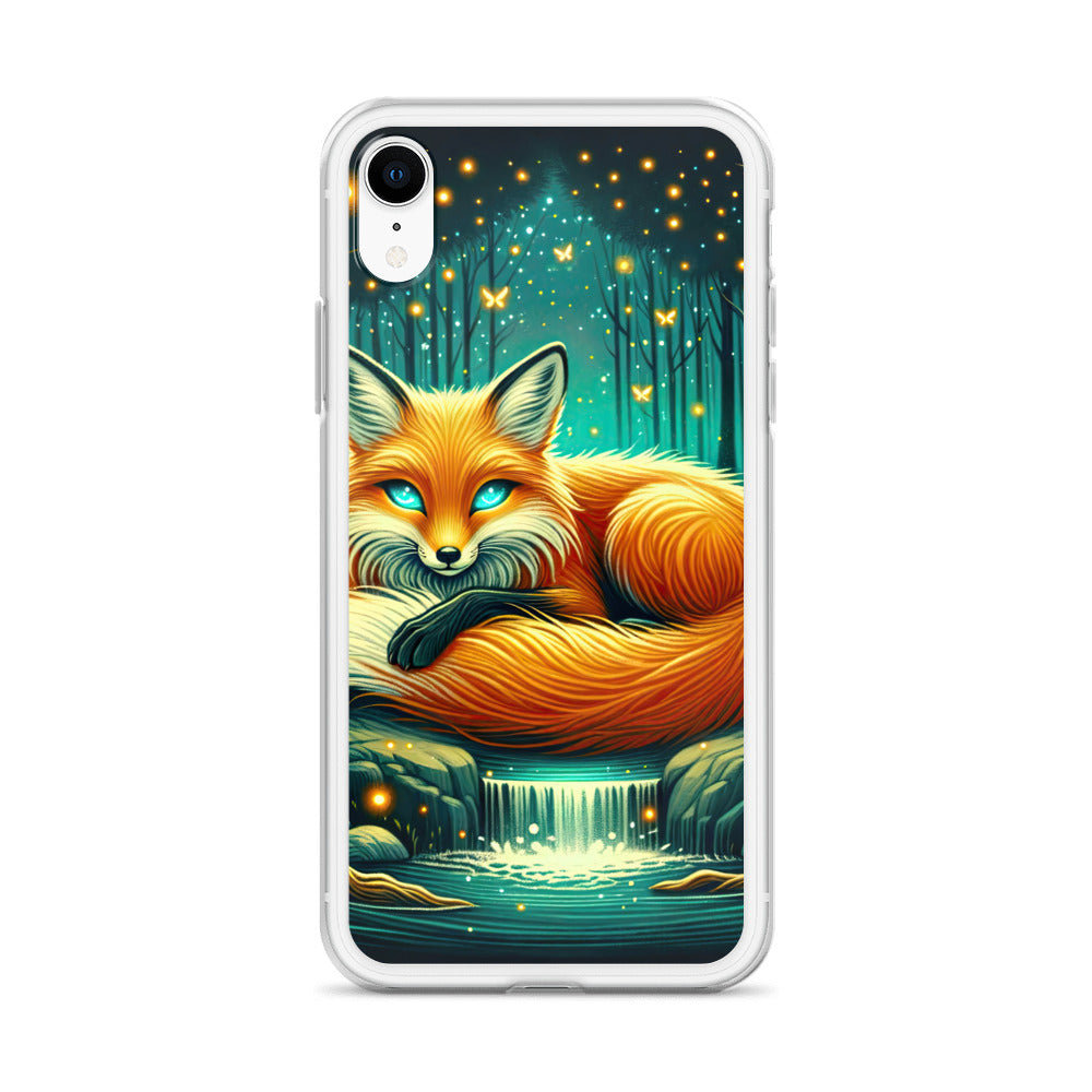 Bezaubernder Fuchs auf erleuchteter mystischer Waldlichtung - iPhone Schutzhülle (durchsichtig) camping xxx yyy zzz