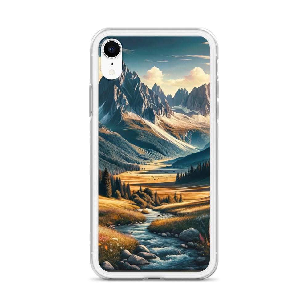 Quadratisches Kunstwerk der Alpen, majestätische Berge unter goldener Sonne - iPhone Schutzhülle (durchsichtig) berge xxx yyy zzz