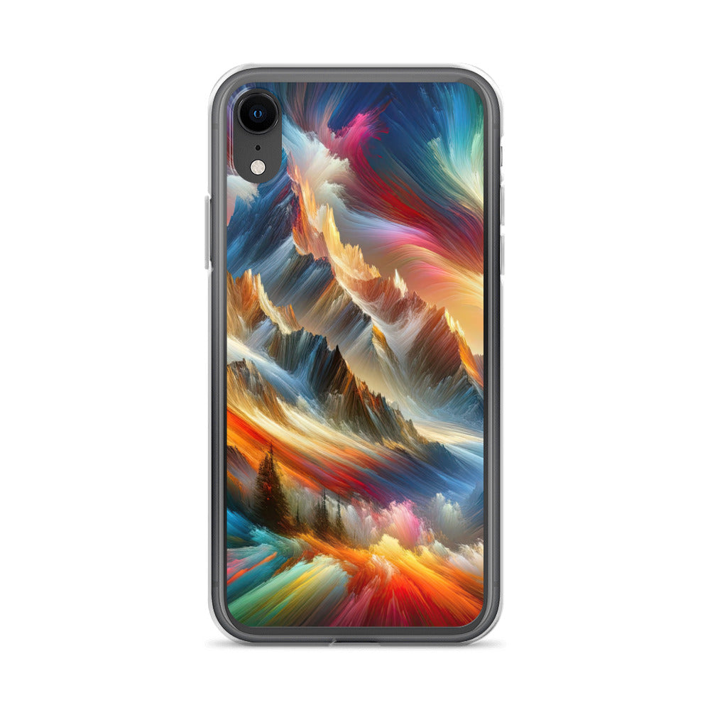 Lebendige abstrakte Alpendarstellung in populärem Kunststil - iPhone Schutzhülle (durchsichtig) berge xxx yyy zzz iPhone XR