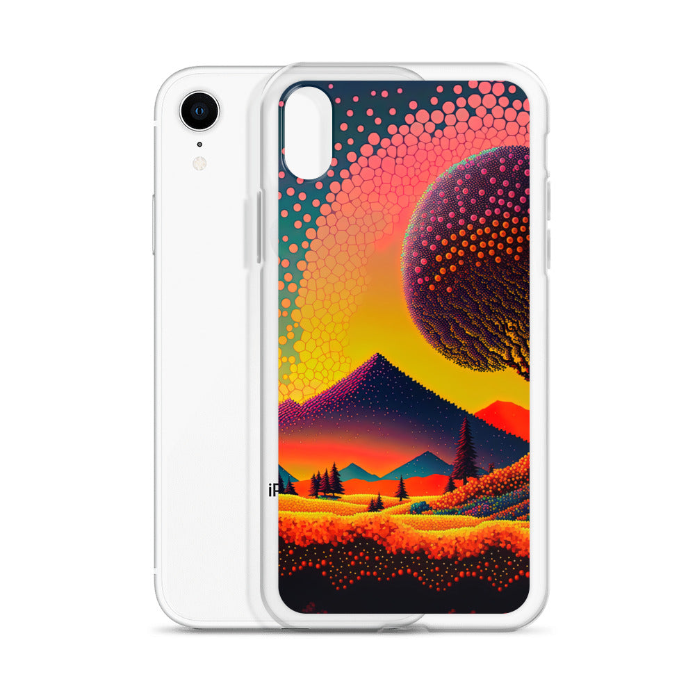 Berge und warme Farben - Punktkunst - iPhone Schutzhülle (durchsichtig) berge xxx