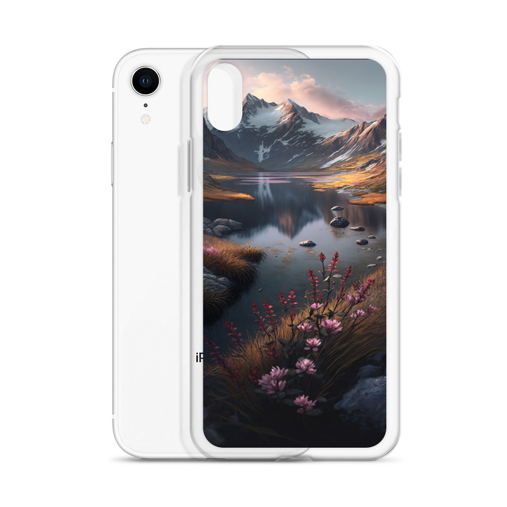 Berge, Bergsee und Blumen - iPhone Schutzhülle (durchsichtig) berge xxx