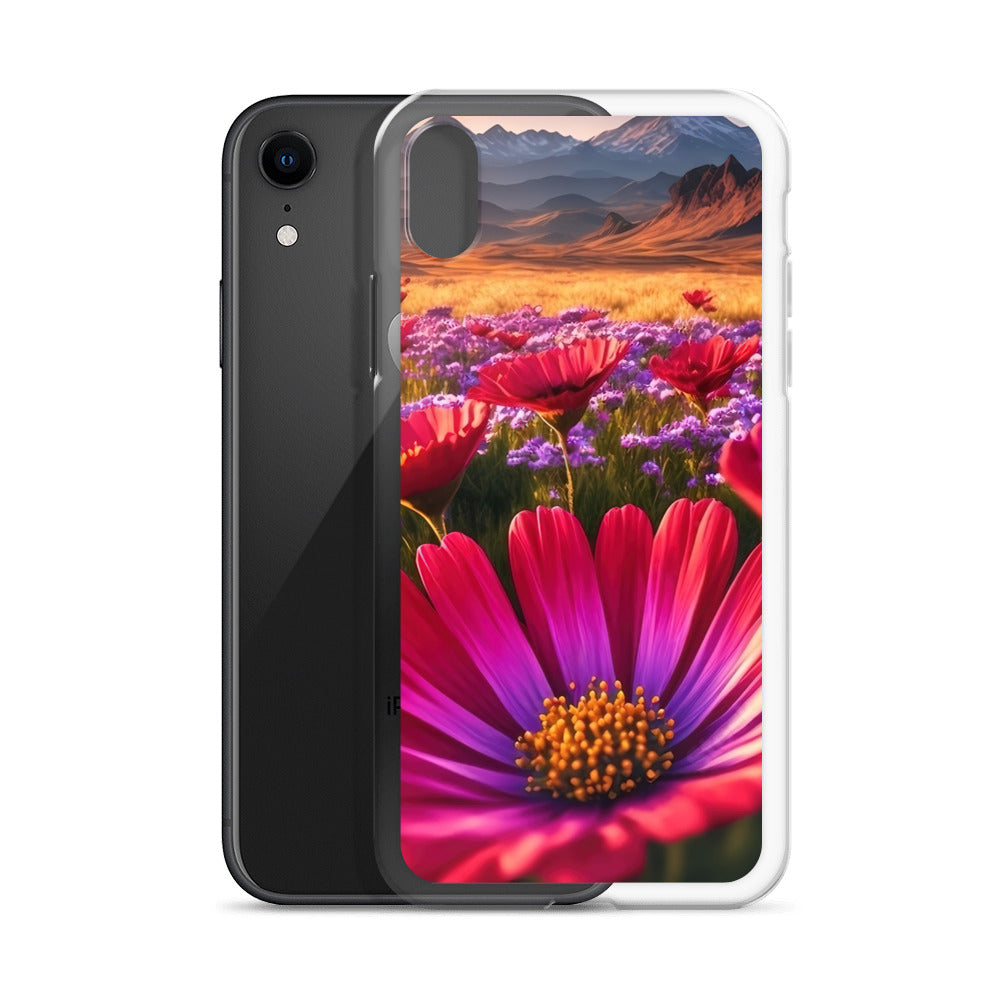 Wünderschöne Blumen und Berge im Hintergrund - iPhone Schutzhülle (durchsichtig) berge xxx