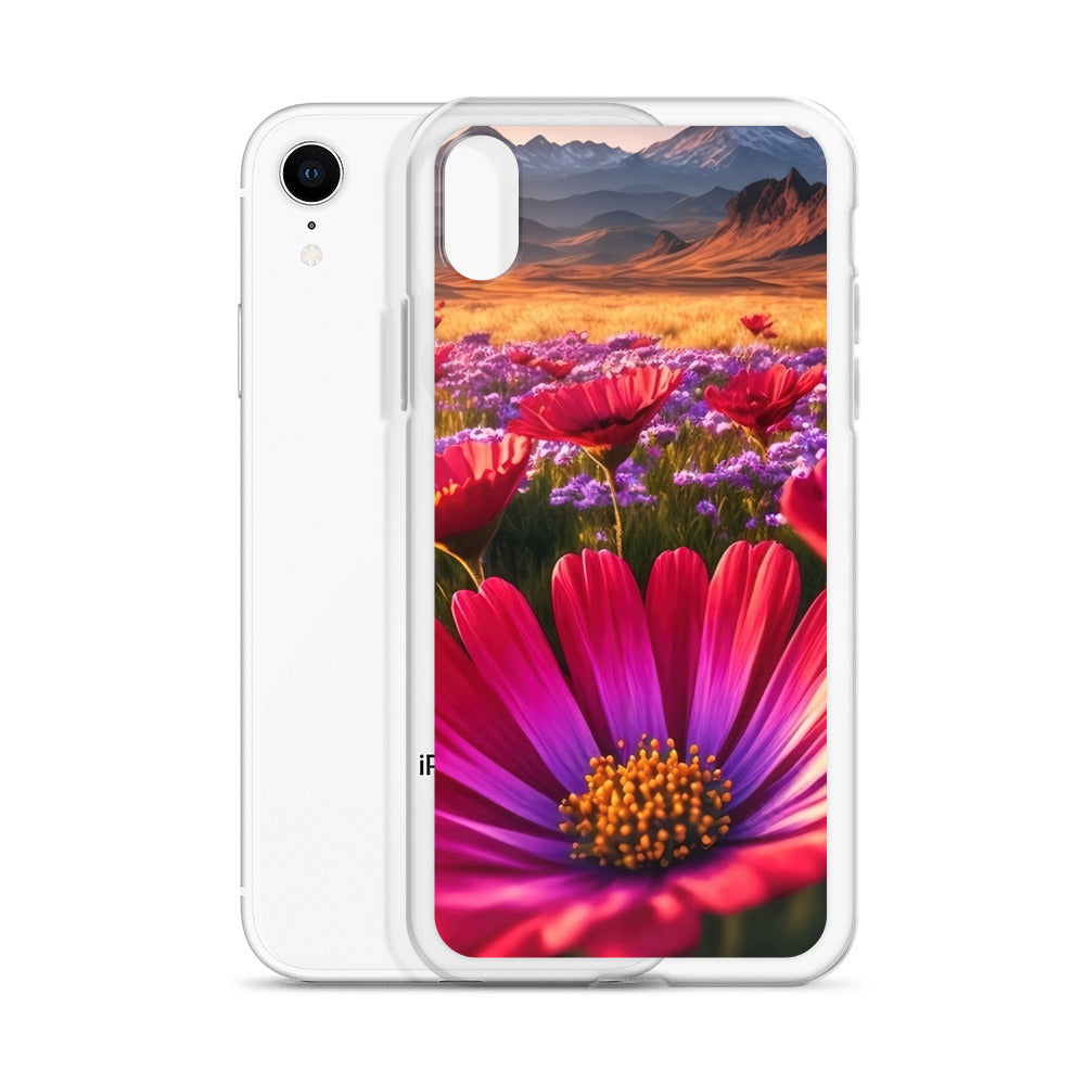 Wünderschöne Blumen und Berge im Hintergrund - iPhone Schutzhülle (durchsichtig) berge xxx