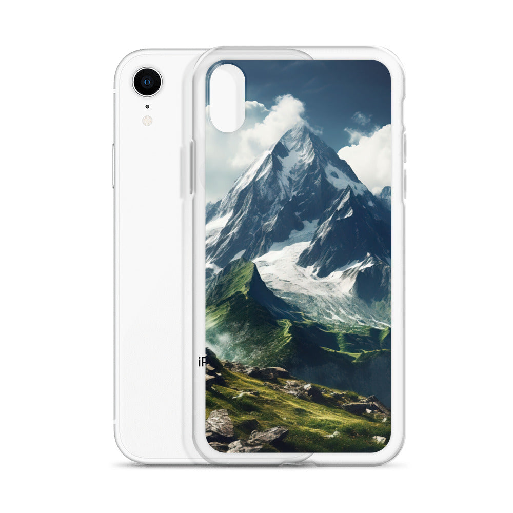 Gigantischer Berg - Landschaftsmalerei - iPhone Schutzhülle (durchsichtig) berge xxx