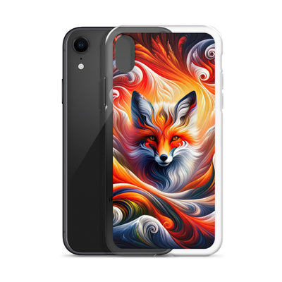 Abstraktes Kunstwerk, das den Geist der Alpen verkörpert. Leuchtender Fuchs in den Farben Orange, Rot, Weiß - iPhone Schutzhülle (durchsichtig) camping xxx yyy zzz